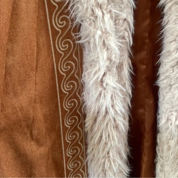 Rusty Dusty Teddy Lined Open Front Faux Suede Boho Long Jacket Sz Medium Womens - Picture 6 of 6
